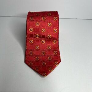 Ted Baker Silk Tie Pink Patterned in Yellow and Blue 60 inch Handmade in USA